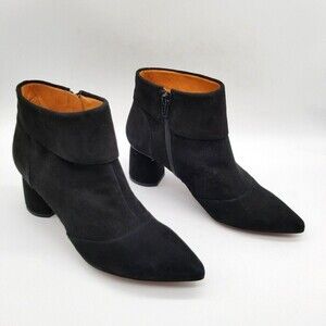 Chie Mihara Womens Black Suede Comfort Block Heel Ankle Bootie Sz US 5.5 EUR 36